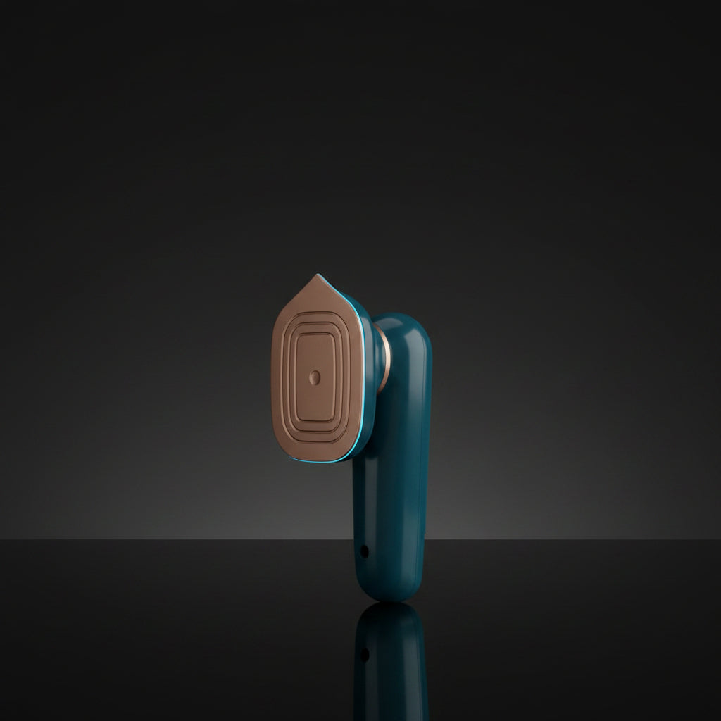 Two green electronic devices with beige and black components on a white background